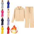 thumbnail image 1 of Mifsaly Girls 2 Piece Sweatsuit Sets Quarter Zip Pullover Long Sleeve Sweatshirt and High Waisted Sweatpants Spring Fall Tracksuit Set with Pockets 170, 1 of 6