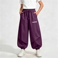 thumbnail image 1 of Mifsaly Girls Baggy Parachute Pants Kids Drawstring Elastic Waist Track Pants Lightweight Loose Fit Everyday Athletic Joggers with Pockets, 1 of 6