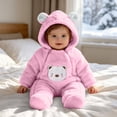 thumbnail image 1 of Mifsaly Girls Boys Baby Fleece Romper Infant Long Sleeve Sherpa Rompers with Cute Animal Bear Embroidery and Zipper Closure Infant Winter Warm Pajamas Clothes, 1 of 9
