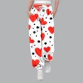 thumbnail image 1 of Mifsaly Girls Boys Jogger Pants Kids Elastic Waist Wide Leg Pants Hearts Print High Waist Sweatpants Teen Valentine Gifts Sport Running Pant with Pockets Spring Fall Unisex Preppy Loungewear, 1 of 5