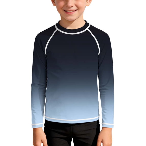 Mifsaly Girls Boys Rash Guard Gradient Raglan Long Sleeve Sun Protection Quick Dry Swim Shirts Summer Lightweight Athletic Surf Swimming Tops