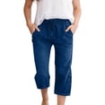 thumbnail image 1 of Mifsaly Girls Capri Jeans Drawstring Elastic Waist Cropped Demin Pants Kids Relaxed Fit Lightweight Summer Casual Clothes with Pockets, 1 of 8