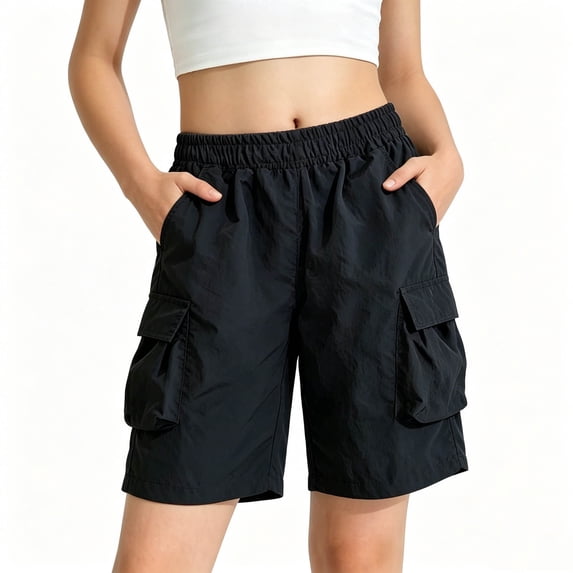Mifsaly Girls Cargo Shorts Lightweight Casual Athletic Shorts with Multi Pockets Quick Dry Active Summer Bottoms for Youth Outdoor Hiking Play