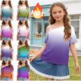 thumbnail image 1 of Mifsaly Girls Cold Shoulder T-Shirts Gradient Short Sleeve Tops Kids Off The Shoulder Casual Summer Tee Blouse Holiday Vacation Wear Outfits, 1 of 9