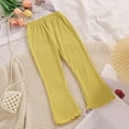 thumbnail image 1 of Mifsaly Girls Flare Leggings toddler Kids Elastic Waist Ribbed Bell Bottom Pants Ruffle Trim Flattering Stretchy Casual Dance Outfits, 1 of 5