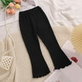 thumbnail image 1 of Mifsaly Girls Flare Leggings toddler Kids Elastic Waist Ribbed Bell Bottom Pants Ruffle Trim Flattering Stretchy Casual Dance Outfits, 1 of 5