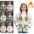 thumbnail image 1 of Mifsaly Girls Fuzzy Fleece Jacket Plaid Sherpa Zip Up Long Sleeve Hoodie Kids Winter Thick Warm Outerwear with Pockets Size 8-14 Years, 1 of 9