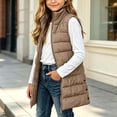 thumbnail image 1 of Mifsaly Girls Long Puffer Vests Kids Tween Zip Up Stand Collar Quilted Vest Fall Winter Casual Going Out Play Back to School Padded Coat with Pocekts, 1 of 10