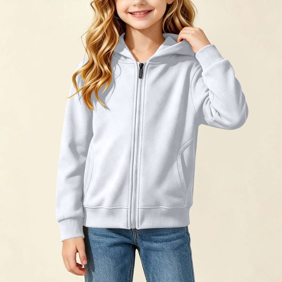 Mifsaly Girls Long Sleeve Sweatshirts Kid Full Zip Csual Hoodies with Pockets Slim Fit Soft Comfortable Outdoor Pullover Tops