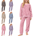 thumbnail image 1 of Mifsaly Girls Pajama Sets 2 Piece Pjs Outfits Fuzzy Fleece Warm Matching Homewear Jacquard Long Sleeve Crewneck Sleepwear and Straight Leg Sleep Pants, 1 of 6