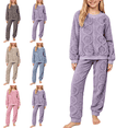 thumbnail image 1 of Mifsaly Girls Pajama Sets 2 Piece Pjs Outfits Fuzzy Fleece Warm Matching Homewear Jacquard Long Sleeve Crewneck Sleepwear and Straight Leg Sleep Pants, 1 of 6