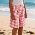 thumbnail image 1 of Mifsaly Girls Plaid Bermuda Shorts Kids Elastic Waist Summer Casual Shorts Lightweight Loose Flowy Beach Vacation Outfits with Pockets, 1 of 9