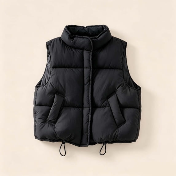Mifsaly Girls Puffer Vest Kids Stand Collar Sleeveless Jacket Lightweight Windproof Warm Fall Winter Outerwear With Pockets Black,8-9 Years
