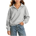 thumbnail image 1 of Mifsaly Girls Quarter Zip Pullover Sweatshirt Kids Back to School Sweatshirts Stand Collar Long Sleeve Fall Winter Casual Everyday Clothing, 1 of 7
