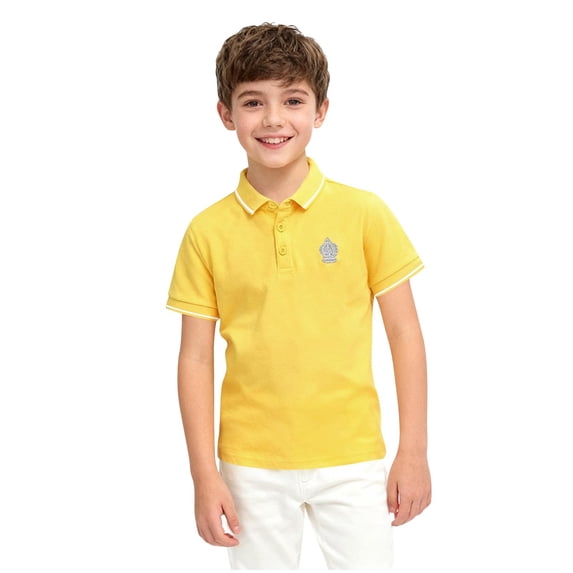 Mifsaly Girls Shool Uniform Shirts Short Sleeve Button Down Collared Shirt Classic Fit Breathable Back To School Blouses Yellow,5 Years