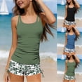 thumbnail image 1 of Mifsaly Girls Swimsuit 2 Piece Tankini Bathing Suits Set Size 7-16 Ruched Top and Printed Shorts Slim Fit Beach Summer Swimwear 2026, 1 of 7