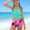 thumbnail image 1 of Mifsaly Girls Swimsuit Tankini 2 Piece Kids Ruffle Bathing Suit Set Printed Palm Leaf Shorts Teen Summer Beach Pool Swimwear Size 6-15, 1 of 7