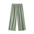 thumbnail image 1 of Mifsaly Girls Wide Leg Pants Kids Elastic Waist Flowy Casual Pants Lightweight Solid Color Loose Fit Daily Summer Long Trousers, 1 of 6