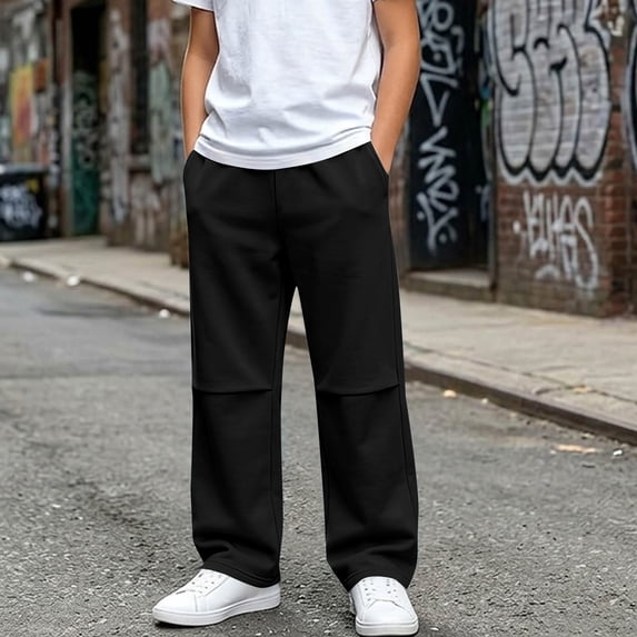 Weekend App Mifsaly Girls Wide Leg Sweatpants with Pockets - Knee Seam Relaxed Fit ...