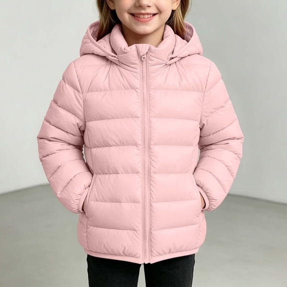 Mifsaly Girls and Toddlers Warm Puffer Jackets Detachable Hood Zip Up Quilted Coat Fall Winter Daily Outdoor Play Back to School Padded Jacket