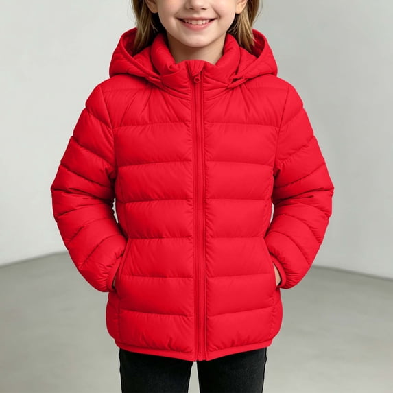 Mifsaly Girls and Toddlers Warm Puffer Jackets Detachable Hood Zip Up Quilted Coat Fall Winter Daily Outdoor Play Back to School Padded Jacket
