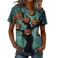 thumbnail image 1 of Mifsaly Halloween Tops for Women 2026 Spooky Witch Graphic T-Shirt Short Sleeve Crewneck Casual Fall Tees Multicolor,XL, 1 of 4