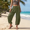 thumbnail image 1 of Mifsaly Harem Pants Women with Pockets Tie Ankle Elastic Waist Drawstring Boho Pant Lightweight Flowy Casual Summer Outfits Army Green,XXL, 1 of 6