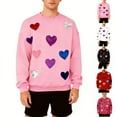 thumbnail image 1 of Mifsaly Hearts Print Valentines Sweatshirt Women Cotton Sweatshirts 2026 Long Sleeve Crewneck Pullover Top Funny Festival Spring Outfits, 1 of 7
