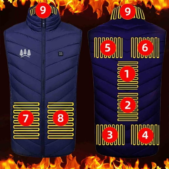 Mifsaly Heated Vest for Women Men 9 Heat Zones Thermal Padded Jacket Sleeveless Zip up Thicken Warm Quilted Coats Stand Collar Electric Heating Winter Outerwear with Zipper Pockets Unisex
