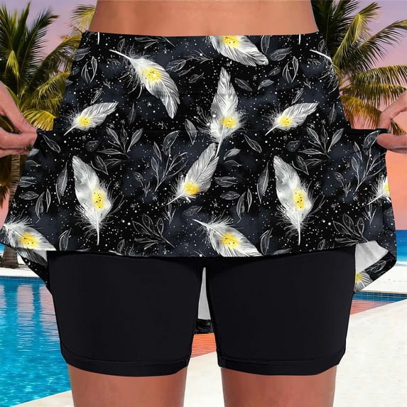 Mifsaly High Waisted Athletic Skort for Women Floral Printed Tennis Skirt with Inner Shorts Lightweight Stretchy Golf Running Yoga Skorts L