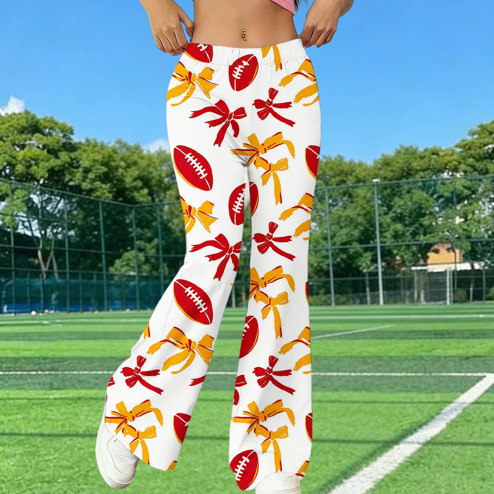 Mifsaly High Waisted Flare Leggings Women Football Print Yoga Pants ...