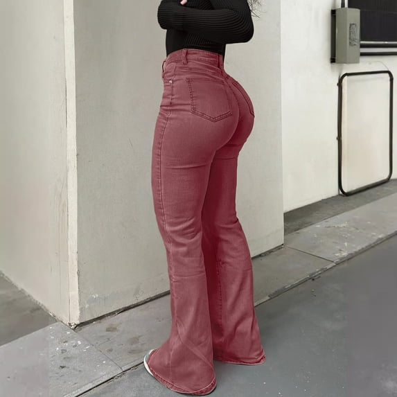 Mifsaly High Waisted Flared Jeans Women Stretchy Denim Pants Casual Going Out Everyday office Street Pant with Multi Pockets L