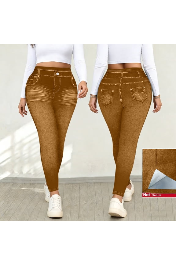 High Waisted Jeggings for Women Stretchy Denim Look Leggings Skinny Pull-On Pants Versatile Everyday Casual Soft Tights XXL