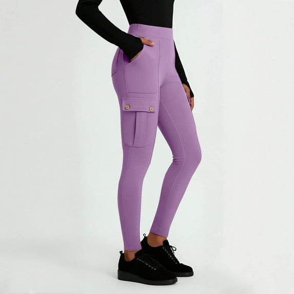 Mifsaly High Waisted Leggings for Women Stretchy Cargo Pants with Button-Flap Pockets Gym Outdoor Running Workout Pant Everyday Fashion Spring Summer Outfits XL