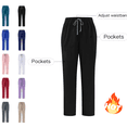 thumbnail image 1 of Mifsaly High Waisted Scrub Pants for Women Drawstring Straight Leg Work Pant Comfortable Breathable Doctors Everyday Wear Summer Nursing Uniforms Black,XS, 1 of 7