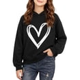thumbnail image 1 of Mifsaly Hoodies for Girls Cute Heart Graphic Long Sleeve Hooded Sweatshirt Kids Relaxed Fit Warm Casual Activewear Top for Fall Winter Daily Lounge Black,9-10Years, 1 of 6