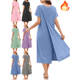 thumbnail image 1 of Mifsaly Hospital Gowns for Women Short Sleeve Tear Away Snap Open Back Dress Surgery Adaptive Nightgowns S, 1 of 9