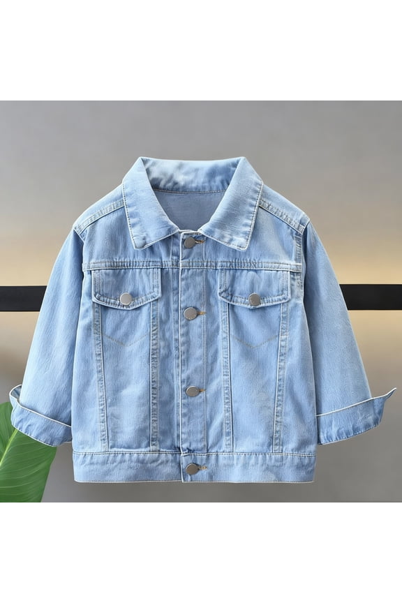 Jeans Jacket for Girls Boys Denim Jackets Lapel Button Down Long Sleeve Outerwear Everyday School Casual Spring Fall Clothing 2026