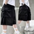 thumbnail image 1 of Mifsaly Kids Boys 3/4 Length Cargo Shorts Loose Baggy Capri Pants Summer Casual Lightweight Knee Length Walking Shorts, 1 of 6