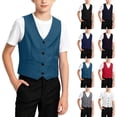 thumbnail image 1 of Mifsaly Kids Boys Dress Vest V-Neck Sleeveless Button Down formal Waistcoat School Uniform Wedding Party Outfits, 1 of 7