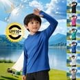 thumbnail image 1 of Mifsaly Kids Boys Girls Sun Protection Hoodie Long Sleeve Upf 50+ Shirt Lightweight Quick Dry Breathable Outdoor Sports Athletic Workout Top with Thumb Holes 140, 1 of 6