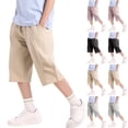 thumbnail image 1 of Mifsaly Kids Boys Quick Dry Capri Pants Elastic Waist Wide Leg Cargo Pants with Pockets Breathable Casual Summer Cropped Trousers for School & Outdoor, 1 of 6