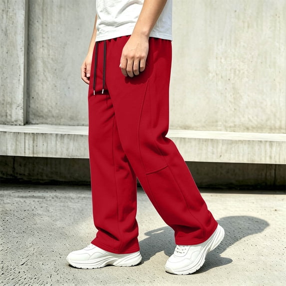 Mifsaly Kids Boys Sweatpants Straight Leg Uniform Athletic Jogger Pants for Workout Lounge with Pockets Red,7-8 Years