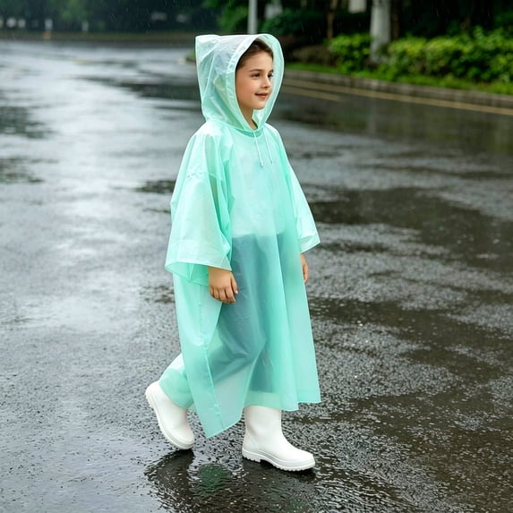 Mifsaly Kids Disposable Rain Poncho Boys Girls Oversized Waterproof Hooded Rain Coat Lightweight Hiking Outdoor Play Rain Jacket