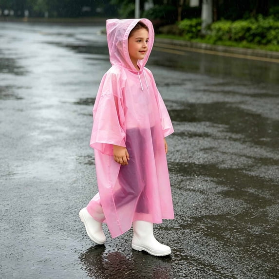 Mifsaly Kids Disposable Rain Poncho Boys Girls Oversized Waterproof Hooded Rain Coat Lightweight Hiking Outdoor Play Rain Jacket