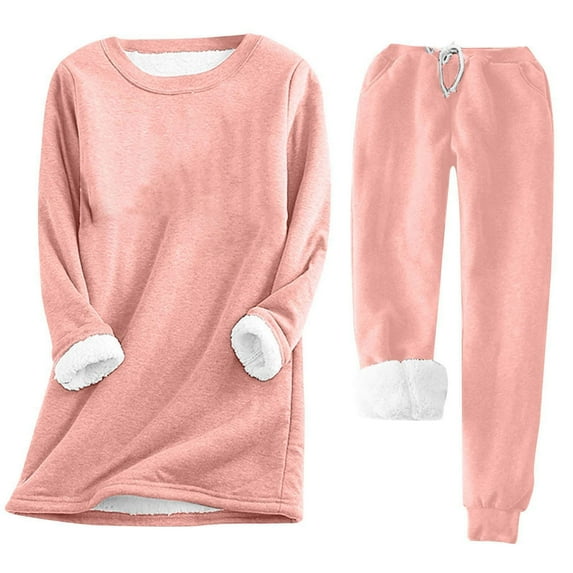 Mifsaly Kids Fleece Lined Matching Sweatsuits Set Girls Boys Winter Sherpa Tracksuit 2 Piece Tween Warm Pullover Sweatshirt Cozy Baggy Joggers with Pockets Teen Soild Color Unisex Loungewear