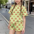 thumbnail image 1 of Mifsaly Kids Girls 2 Piece Cotton Matching Outfits Short Sleeve Cute Printed Tops and Shorts Skin-Friendly Breathable Casual Summer Clothes, 1 of 6