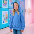thumbnail image 1 of Mifsaly Kids Girls Hoodie Soild Color Raglan Sleeve Hooded Sweatshirt Fall Winter Back To School Casual Warm Activewear with Kangaroo Pocket, 1 of 8