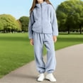 thumbnail image 1 of Mifsaly Kids Matching Sweatsuits Fuzzy Fleece Warm Tracksuit 2 Piece Thermal Zip Up Winter Jacket Teen Soft Cozy Athletic Joggers with Pockets Unisex Tween Thermal Matching Outfits, 1 of 6