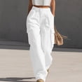 thumbnail image 1 of Mifsaly Lightweight Cargo Pants for Women with Pockets High Waisted Wide Leg Lounge Joggers Comfortable Loose Fit Work Office Everyday Bottoms White,XXL, 1 of 7
